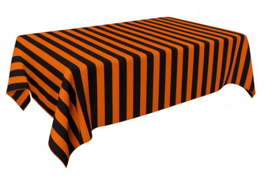 Orange and black striped tablecloth for halloween decor