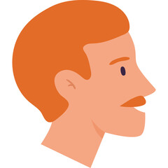 Profile Silhouette Of A Man With Orange Hair And A Moustache Against A White Background Flat Illustration
