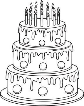three-tiered cake with candles clip art preview