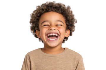 A joyful child laughing heartily, showcasing pure happiness and innocence, perfect for capturing joyful moments.