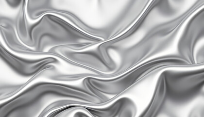 Fototapeta premium Abstract seamless silver fluid fabric texture with reflective folds and smooth metallic surface minimal luxury design