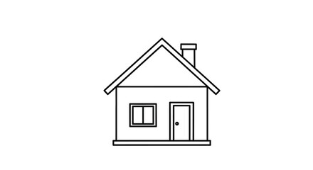 Fototapeta premium Simple black and white line drawing of a classic house with chimney