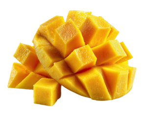 Diced mango, vibrant yellow cubes