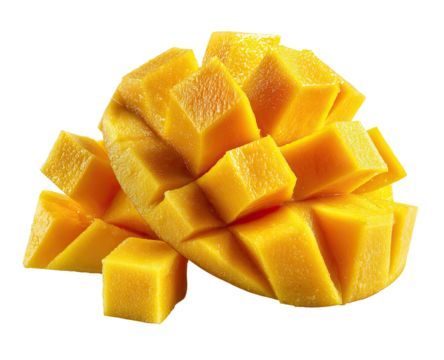 Diced mango, vibrant yellow cubes