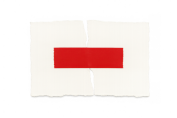 Torn paper pieces connected with red tape, symbolizing repair, union, and problem-solving, transparent background