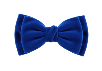 Royal blue velvet bow tie isolated, elegant formal wear accessory for special occasions and fashion design projects
