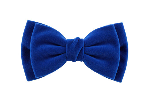 Royal blue velvet bow tie isolated, elegant formal wear accessory for special occasions and fashion design projects