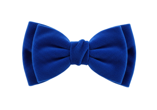 Royal blue velvet bow tie isolated, elegant formal wear accessory for special occasions and fashion design projects