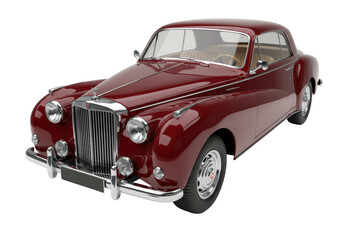 Maroon classic car isolated on transparent background, vintage automobile with chrome details for collectors and enthusiasts