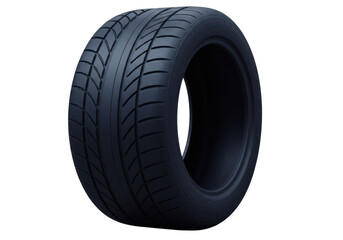 Black car tire isolated on white, high performance radial tyre for racing and drifting with directional tread pattern © Nolan
