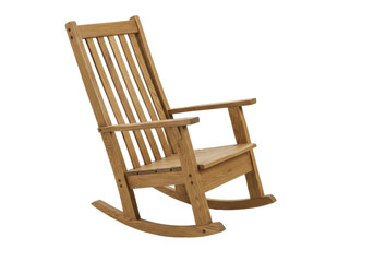 Classic wooden rocking chair isolated on transparent background, traditional furniture for relaxation and comfort