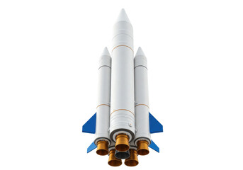 Detailed rocket model PNG isolated on transparent background, space exploration vehicle for science and technology projects