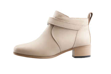 Stylish beige ankle boots with a modern design, perfect for casual and formal occasions, set against a white isolated background.