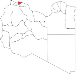 Libya political map with capital tripoli marked vector illustration 