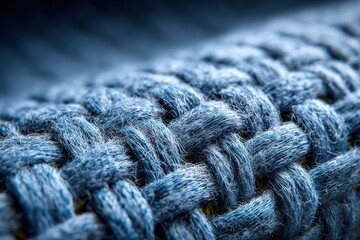 Close-up of a blue woven fabric, showing the texture. Use it for textile, design, or backgrounds.