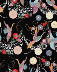 seamless flying birds pattern vector