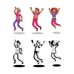 Happy Kids Jumping Vector Ill...