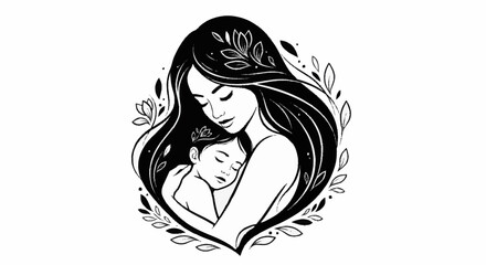 Mother and Child Vector Illustration - Loving Embrace