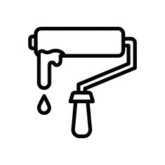 Paint Roller Tool Outline Icon Vector