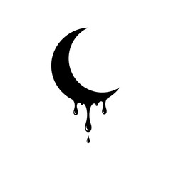 Dripping Crescent Moon Silhouette Vector Design © Rabea