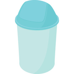 A light blue trash can with a lid on a transparent background.