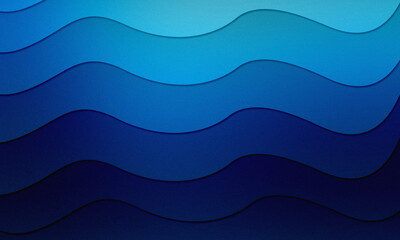 Abstract Blue Wavy Layers Paper Cut Style Backdrop Illustration Gradient Background