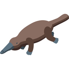 A Brown Platypus with a Blue Beak and Gray Feet Isolated on a White Background Detailed and Colorful Illustration of an Aquatic Mammal in a Semi Realistic Style