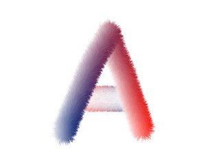 Abstract letter A with vibrant gradient and fuzzy texture on cutout background