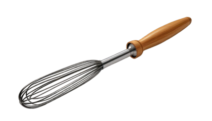 Metal whisk with wooden handle