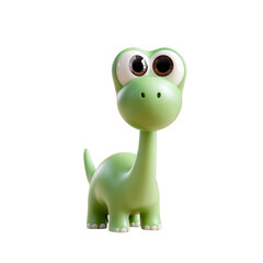 Fototapeta premium Cute green cartoon dinosaur with big eyes isolated on transparent background