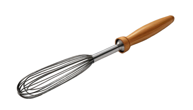 Metal whisk with wooden handle
