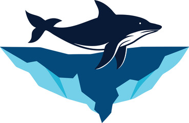 Dolphin and iceberg logo silhouette