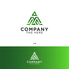 Modern Green Gradient Abstract Letter M A Triangle Logo Design