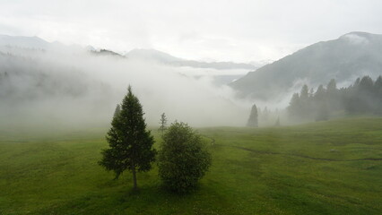 Foggy Landscape Austria Alps Serfaus
