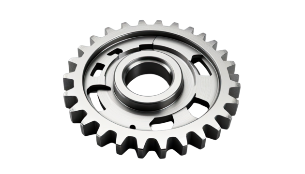 Detailed close-up of a metallic gear