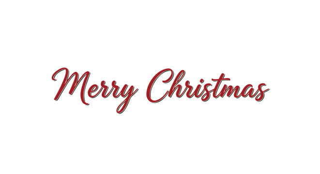Merry Christmas holiday greeting text with a festive red font and a subtle shadow effect on a white background, perfect for seasonal cards and decorations