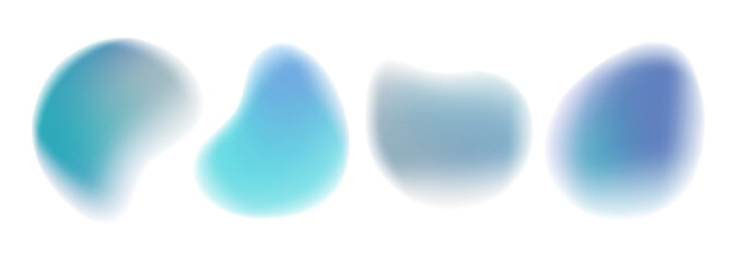 Winter theme liquid blurred shapes. Set of soft color gradient defocused curved shapes for Winter Season creative graphic design. Vector illustration.