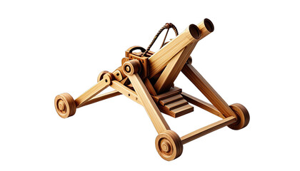 Wooden catapult, detailed rendering