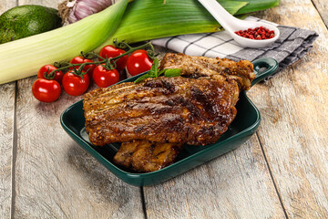 Tasty roasted pork ribs with spices