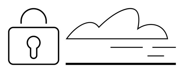 Lock and cloud elements combine to represent secure cloud computing, data privacy, and encryption. Ideal for cybersecurity, cloud storage, data safety, technology, IT services, online protection