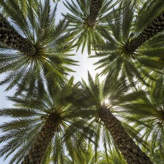 Palm Trees Against the Sky - A Tropical Canopy View.