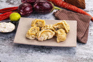 Steamed Nepali Momo stuffed dumplings