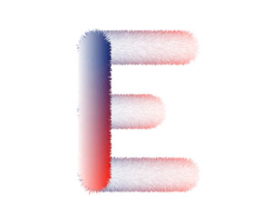 Obraz premium Fluffy 3d letter E with gradient colors on a cutout background