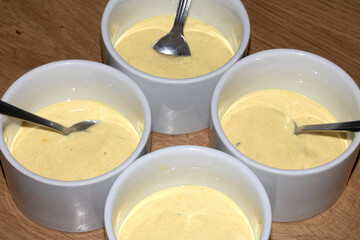 Close up of aioli mayonnaise dipping sauce in a bowl