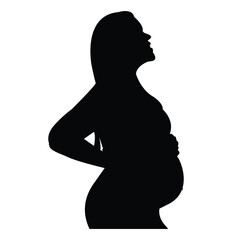 pregnant icon symbol Vector Black silhouettes. silhouette of a beautiful pregnant woman with long hair . eps 10 