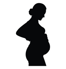 pregnant icon symbol Vector Black silhouettes. silhouette of a beautiful pregnant woman with long hair . eps 10 