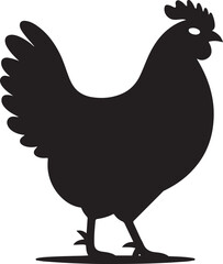 Silhouette of a proud rooster standing with tail feathers spread