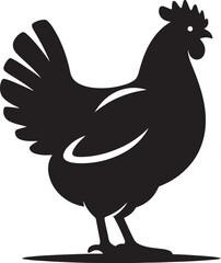 Silhouette of a proud rooster standing with tail feathers spread