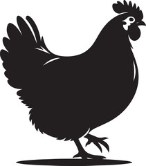Silhouette of a proud rooster standing with tail feathers spread