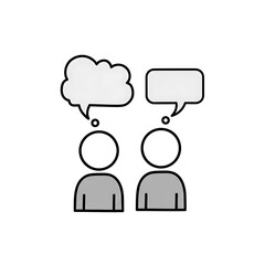 Conceptual Communication - Two People with Different Thought Bubbles.